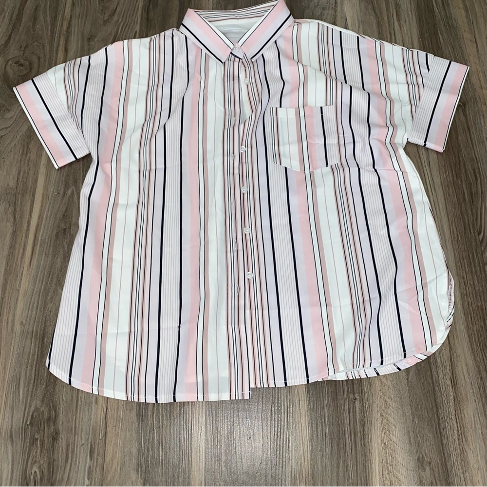 Oversized Pink Button Up Tshirt